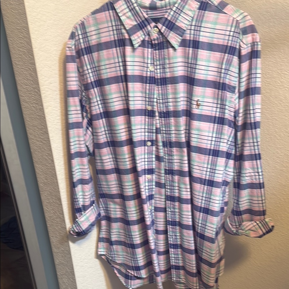 Polo by Ralph Lauren Pink and Blue Casual Button Down Shirt